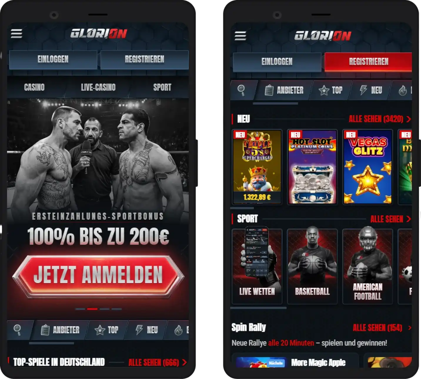 Glorian Casino Mobile – Casino App und optimierte mobile Webseite