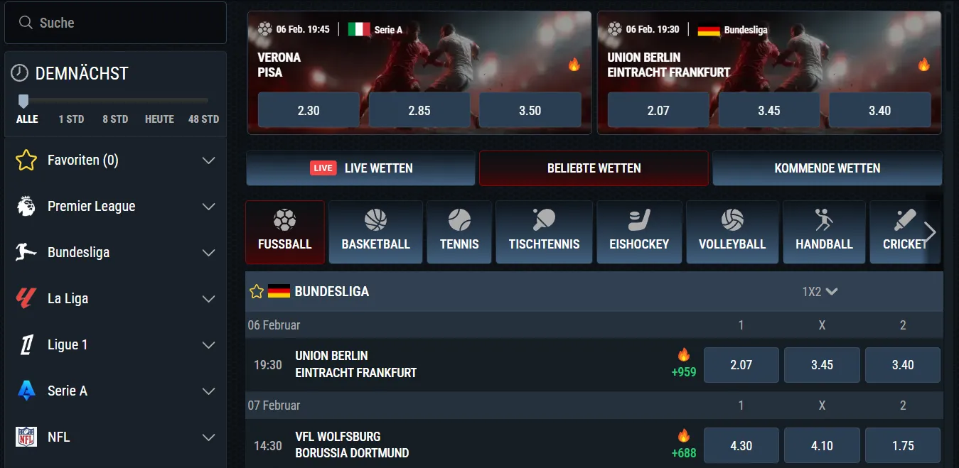 Glorian Casino Sportwetten – Wetten auf Fußball, Tennis, eSports und mehr